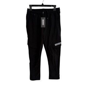 Hoodrich Mens Black Utility Joggers With Drawstring Waist & Cargo Pockets - Size